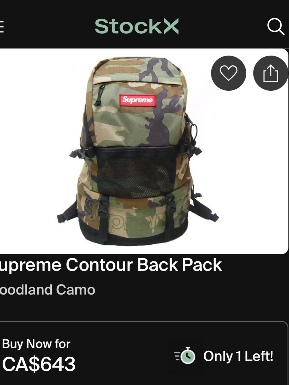 Supreme Camouflage Contour Backpack with Red Box Logo